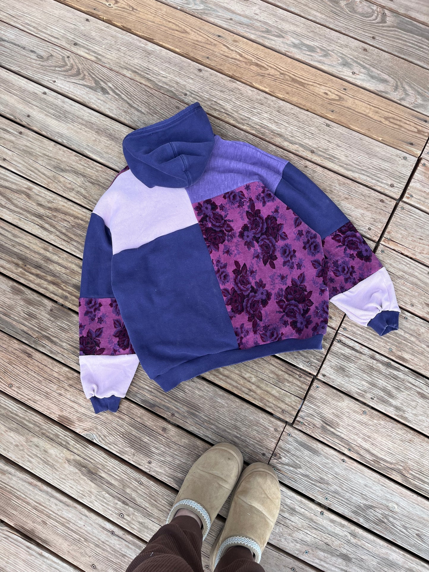 Violet rose patchwork hoodie (XL/2X)