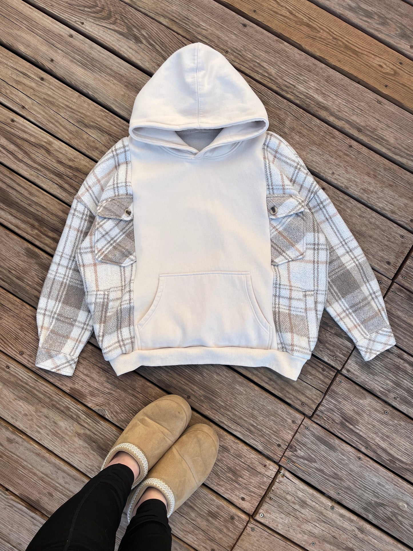 Sand and stone flannel hoodie (2X)