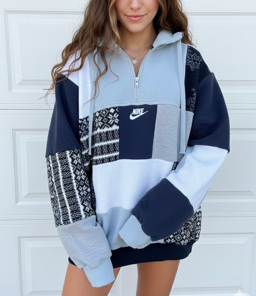 Custom patchwork quarter-zip